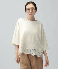 【SALE／50%OFF】LEPSIM レースドッキングミニ裏毛6分袖 レプシィム トップス カットソー・Tシャツ グレー ホワイト