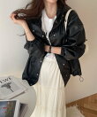 フェイクレザー オーバージャケット