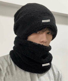 NOWLE NOWLE/(M)【NOWLE】ワンポイント ボア ニット帽/ネックウォーマー チェルカ 帽子 ニット帽・ビーニー ブラック グレー