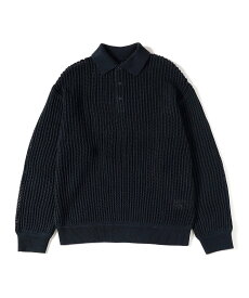 【SALE／50%OFF】BEAMS メッシュ ニット ポロシャツ ビームス メン トップス ニット ホワイト ネイビー【送料無料】