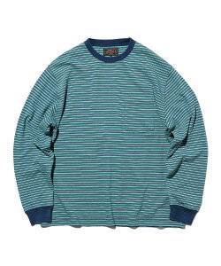 BEAMS PLUS Pocket Tee Indigo Stripe �r�[���X ���� �g�b�v�X �J�b�g�\�[�ET�V���c �C�G���[ ���b�h �z���C�g �O���[���y���������z