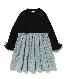 【SALE／51%OFF】SHOO・LA・RUE 【110-140cm】カットエンボスドッキングワンピース シューラルー ワンピース・ドレス その他のワンピース・ドレス ブラック ホワイト