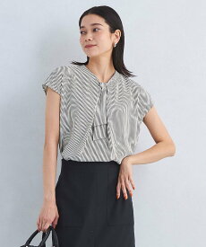 【SALE／40%OFF】UNITED ARROWS green label relaxing チャーム ボウタイ フレンチスリーブ ブラウス ユナイテッドアローズ グリーンレーベルリラクシング トップス シャツ・ブラウス ネイビー ホワイト【送料無料】