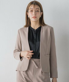 ketty 【新色追加】ハイストレッチジョーゼットノーカラージャケット ≪手洗い可能 / セットアップ対応≫ ケティ ジャケット・アウター テーラードジャケット・ブレザー ネイビー ブラック ベージュ グレー ホワイト【送料無料】