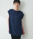 Whim Gazette サテンワッシャーノースリーブブラウス ウィム ガゼット トップス シャツ・ブラウス ベージュ ホワイト ネイビー【送料無料】