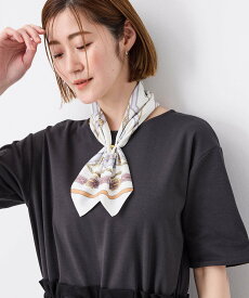 【SALE／30%OFF】Petit Honfleur 【接触冷感】スカーフ プチオンフルール ファッション雑貨 スカーフ・バンダナ ベージュ ブラウン ブルー ネイビー