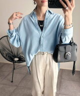 Emma Taylor 【大人デニム】パール釦オーバーリヨセルデニムシャツ スタイルドア トップス シャツ・ブラ…