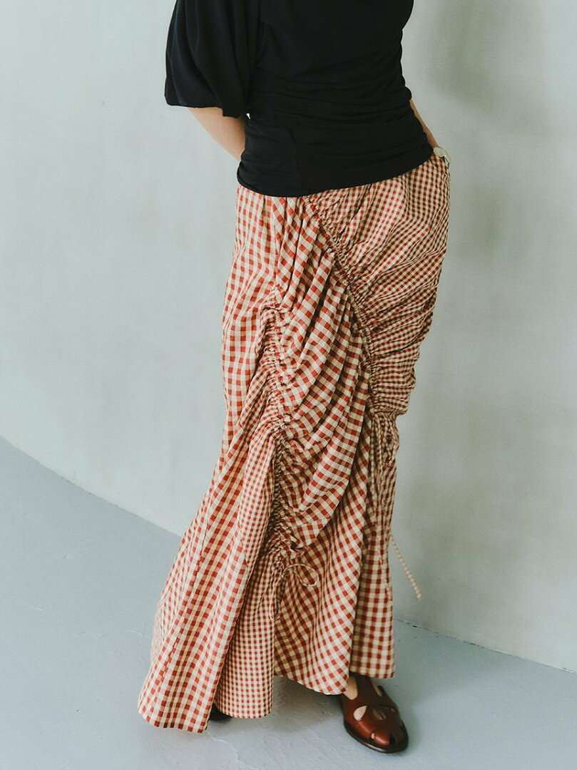 【SALE/70%OFF】styling/ 【セットアップ対応】ギャザー2WAYスカート スタイリング スカート ロング・マキシスカート ホワイト レッド ブラック【送料無料】 - メイン画像 3