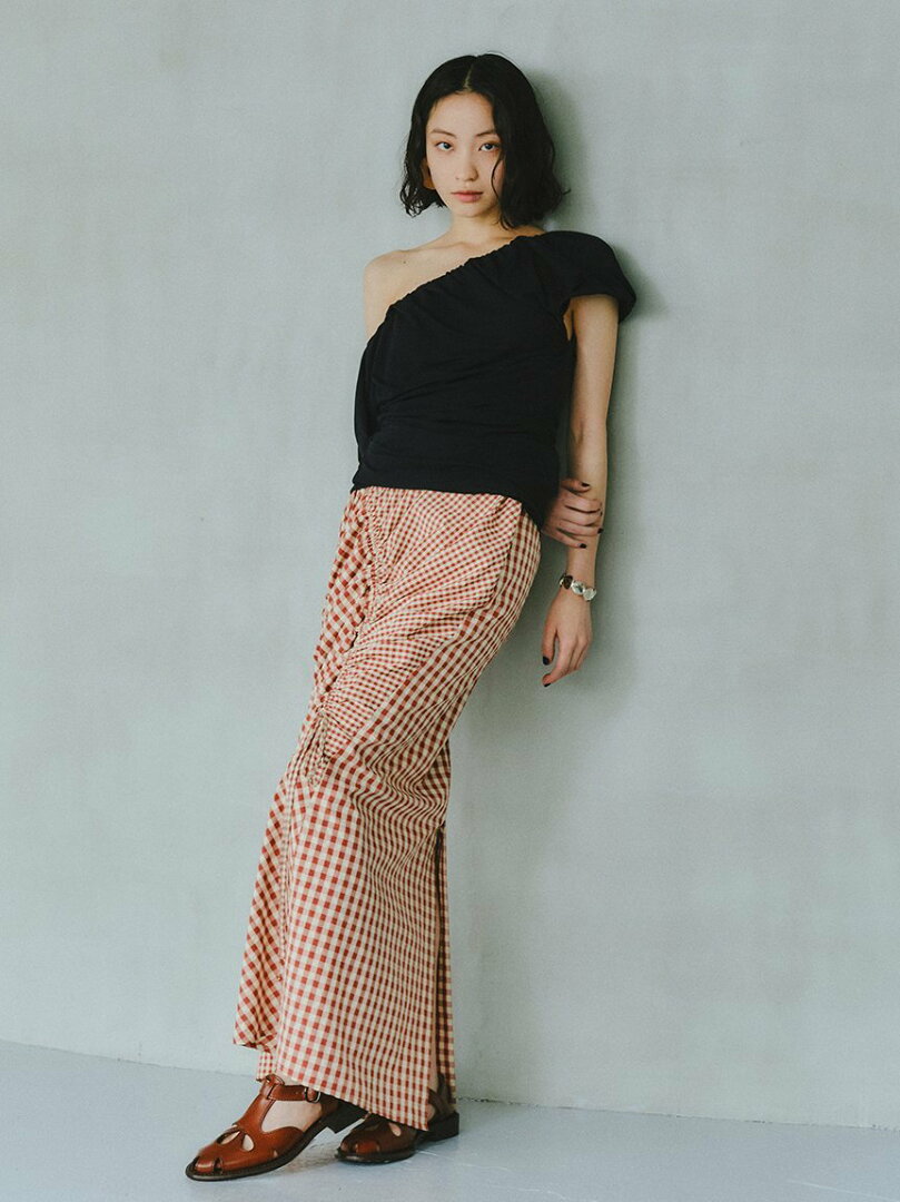 【SALE/70%OFF】styling/ 【セットアップ対応】ギャザー2WAYスカート スタイリング スカート ロング・マキシスカート ホワイト レッド ブラック【送料無料】 - メイン画像 4