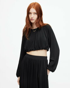 【SALE/50%OFF】ALLSAINTS (W)CASANDRA TOP オールセインツ トップス カットソー・Tシャツ ブラック【送料無料】