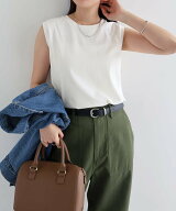 【SALE／20%OFF】andme コットン 天竺 ノースリーブ トップス Tシャツ アンドミー トップス ノースリーブ…