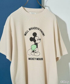 【SALE／30%OFF】FREAK'S STORE 別注/Mickey Mouse&Minnie Mouse/ミッキーマウス&ミニーマウス ワッフル プリント 半袖 Tシャツ【限定展開】 25SS フリークスストア トップス カットソー・Tシャツ ブラック イエロー グレー ベージュ【送料無料】