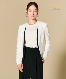 BEIGE, 【セットアップ対応】CINDY / ダブルカラージャケット ベイジ, ジャケット・アウター ノーカラージャケット ホワイト ブラック【送料無料】