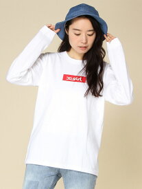 X-girl BOX LOGO L/S TEE エックスガール トップス カットソー・Tシャツ ホワイト ブラック【送料無料】