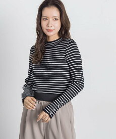 【SALE／50%OFF】VICKY リブ袖パールハイネックニット≪手洗い可能≫ ビッキー トップス ニット ホワイト グレー ブルー レッド ブラック