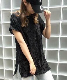 【SALE／30%OFF】GeeRA 総レースフレンチスリーブTシャツ ジーラ トップス カットソー・Tシャツ ホワイト ブラック