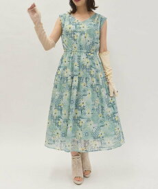 【SALE／45%OFF】axes femme フラワー*タイル柄楊柳ワンピース アクシーズファム ワンピース・ドレス ワンピース イエロー ブルー グリーン