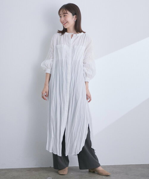 Vis 高橋愛さんコラボ ふんわり袖がアクセント Bigポケット前あきワンピース Rakuten Fashion 楽天ファッション 旧楽天ブランドアベニュー Df3735
