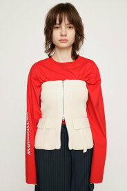 SLY PK KNIT BUSTIER スライ トップス ベアトップ ホワイト ブラック【送料無料】