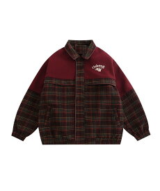 【SALE／60%OFF】HOOK HOOK/チェック切り替えコーチジャケット アイモハ ジャケット・アウター その他のジャケット・アウター ベージュ レッド【送料無料】