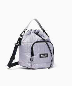 【SALE／30%OFF】AIGLE 撥水 パディング キルティング 巾着バッグ ショルダーバッグ 2WAY ミニポーチ付き エーグル バッグ ショルダーバッグ パープル ブラウン【送料無料】