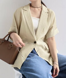 【SALE／20%OFF】andme リネン ブレンド シアー ジャケット アンドミー ジャケット・アウター その他のジャケット・アウター ブラック ベージュ【送料無料】