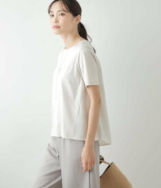 【SALE／33%OFF】NEWYORKER WOMEN デシン切り替え 半袖カットソー ニューヨーカー トップス カットソー・Tシャツ ホワイト ネイビー【送料無料】