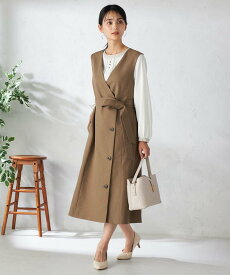 a.v.v 【2WAY/洗える/イージーケア/吸水速乾/ストレッチ】梳毛調ロングジレ・ワンピース アー・ヴェ・ヴェ ワンピース・ドレス ジャンパースカート ブラック ブラウン【送料無料】