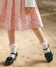 組曲 KIDS 【16-24cm】レース付シルケット ショートソックス クミキョク 靴下・レッグウェア 靴下 ホワイト
