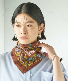 SHIPS WOMEN BINDU: スカーフ 64*64 シップス ファッション雑貨 スカーフ・バンダナ ブラウン ピンク