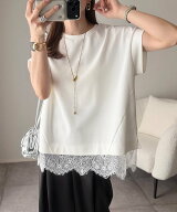 【SALE／25%OFF】Emma Taylor ライトダンボールレースヘムプルオーバー スタイルドア トップス カットソ…