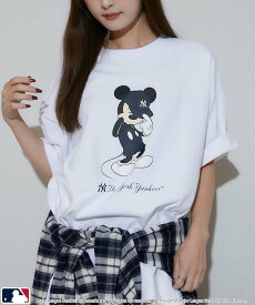 PUBLUX MLB/MICKEY MOUSE フリークスストア トップス カットソー・Tシャツ グレー ホワイト【送料無料】