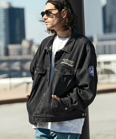 【SALE／55%OFF】Mark Gonzales (M)Mark Gonzales/MGO-24001W オーバーサイズデニムジャケット シフォン ジャケット・アウター デニムジャケット ブラック グレー ブルー【送料無料】