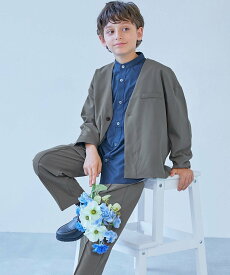 devirock フォーマル ノーカラージャケット セットアップ(ロングパンツ) 子供服 キッズ 26SS デビロック スーツ・フォーマル セットアップスーツ ブルー ネイビー ブラウン ブラック グレー【送料無料】