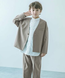 devirock フォーマル ノーカラージャケット セットアップ(ロングパンツ) 子供服 キッズ 26SS デビロック スーツ・フォーマル セットアップスーツ ブルー ネイビー ブラウン ブラック グレー【送料無料】