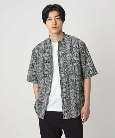 【SALE／60%OFF】a day in the life リネンライク バティック リラックス バンドカラーシャツ＜A DAY IN THE LIFE＞ ユナイテッドアローズ アウトレット トップス シャツ・ブラウス ネイビー グレー