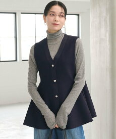 【SALE／50%OFF】UNITED ARROWS green label relaxing ペプラム ジレ ニット プルオーバー -ウォッシャブル- ユナイテッドアローズ グリーンレーベルリラクシング トップス ベスト・ジレ グレー ネイビー【送料無料】