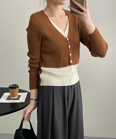 【SALE／20%OFF】BANICO 【BANICO】2色Vネックニットトップス アイモハ トップス ニット ブラック ブラウン グレー ベージュ【送料無料】