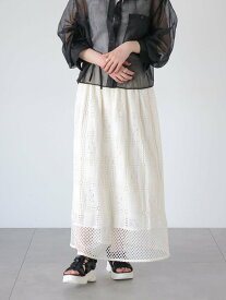 【SALE／30%OFF】Lugnoncure スクエアレースロングスカート テチチ スカート その他のスカート ホワイト ブラック【送料無料】