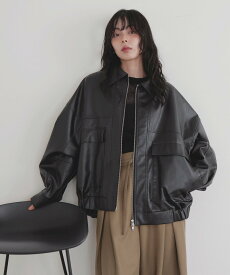 LIAN フェイクレザーミドルブルゾン リアン ジャケット・アウター ブルゾン・ジャンパー ブラック ホワイト ブラウン【送料無料】