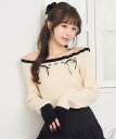 【SALE／61%OFF】ems excite フリルオフショルNTPO レトロガール トップス ニット ホワイト ブラック ブルー