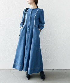 SHIPS any 《追加予約》SHIPS any: シーム フロントジップ デニム ワンピース[SHIPS any DENIM] シップス ワンピース・ドレス ワンピース ブルー【送料無料】