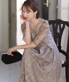 PourVous パーティードレス結婚式 オケージョンドレスお呼ばれ ワンピース成人式 フォーマル プールヴー ワンピース・ドレス ドレス ネイビー ブラック シルバー ブラウン【送料無料】