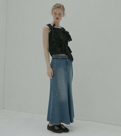 【SALE／40%OFF】LE CIEL BLEU フレアデニムスカート / Flared Denim Skirt ルシェルブルー スカート ロング・マキシスカート ブルー ブラック【送料無料】