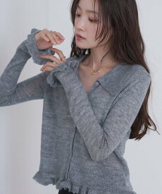 【SALE／19%OFF】Bab フリルニットカーディガン バブ / ブージュルード トップス カーディガン ネイビー グレー ブラウン【送料無料】