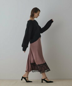 【SALE／10%OFF】GRACE CONTINENTAL サテンレースニットワンピース グレースコンチネンタル ワンピース・ドレス ワンピース ブラック グレー【送料無料】