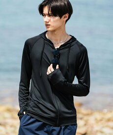 Rocky Monroe 接触冷感ラッシュガードフルジップパーカー ロッキーモンロー 水着・スイムグッズ ラッシュガード グレー ブラック