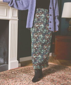 mysty woman ゴブランナロースカート ミスティウーマン スカート ロング・マキシスカート ブルー ネイビー ピンク【送料無料】