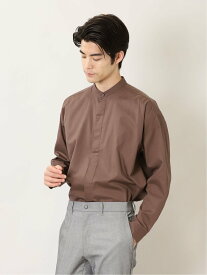 【SALE／33%OFF】TAKA-Q コットンツイル バンドカラー 長袖オーバーシャツ タカキュー トップス シャツ・ブラウス ホワイト ブラウン