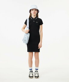 LACOSTE コットンリブニットAラインGIRLSポロワンピース ラコステ ワンピース・ドレス ワンピース ブラック【送料無料】